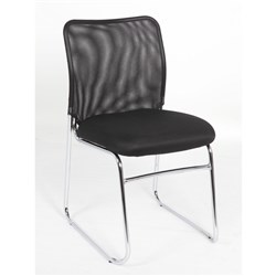 STUDIO VISITOR CHAIR CHROME SLED BASE MESH BACK FABRIC SEAT BLACK