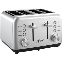 Nero 4 Slice Toaster Classic Style Stainless Steel