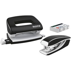 Leitz Nexxt Wow Stapler And 2 Hole Punch Set 10 Sheet Capacity Black