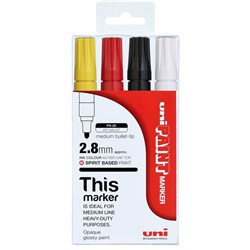 UNI-BALL PX-20 PAINT MARKER BULLET 2.8MM ASSORTED COLOURS PACK OF 4