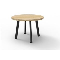 RAPIDLINE ETERNITY ROUND COFFEE TABLE 600D X 450MMH OAK TOP BLACK BASE
