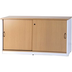 LOGAN CREDENZA SLIDING DOORS 1500W X 450D X 730MMH WHITE AND OAK