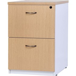 LOGAN FILING CABINET 2 DRAWER 476W X 550D X 715MMH WHITE AND OAK
