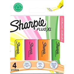 SHARPIE FLUO XL HIGHLIGHTER MARKER CHISEL ASSORTED PACK OF 4