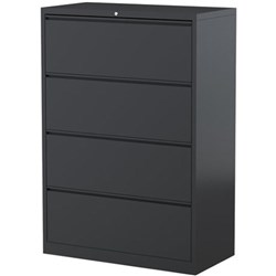 STEELCO LATERAL FILING CABINET 4 DRAWER 915W X 463D X 1320MMH GRAPHITE RIPPLE
