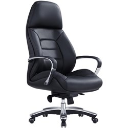 MAGNUM HIGH BACK EXECUTIVE CHAIR WITH ARMS BLACK LEATHER