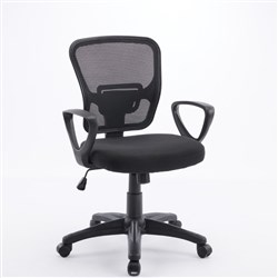 K2 BOXED GOLD GRACE MEDIUM BACK OFFICE CHAIR WITH ARMS MESH BACK BLACK FABRIC SEAT