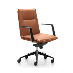 Rapidline Mirage Executive Chair Medium Back With Arms Tan Leather