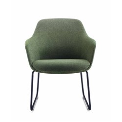 RAPIDLINE ASPEN TUB LOUNGE CHAIR SLED BASE BLACK STEEL FRAME OLIVE SEAT