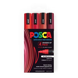 Uni Posca PC-5M Paint Marker 2.5mm Bullet Tip Shades Of Red Pack Of 4
