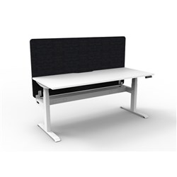 Rapidline Boost+ Workstation + Black Eco Screen + Cable Tray 1500Wx750Dx620-1270mmH Wht/Wht