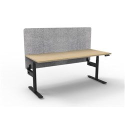 Rapidline Halo+ Single Sided Workstation + Grey Eco Screen 1500Wx750Dx620-1270mmH Oak/Blk