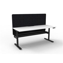 Rapidline Halo+ Single Sided Workstation + Black Eco Screen +Tray 1200Wx620-1270mmH Wht/Bl