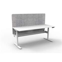 Rapidline Halo+ Single Sided Workstation + Grey Eco Screen +Tray 1500Wx620-1270mmH Wht/Wh