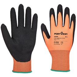 Portwest NPR15 Dermi-Grip Nitrile Sandy Gloves Large Orange And Black