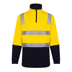 Portwest Hi-Vis Contrast 1/4 Zip Brush Fleece Jumper With Tape Small Yellow And Navy