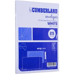 CUMBERLAND PLAIN ENVELOPE POCKET C5 162 X 229MM STRIP SEAL WHITE PACK OF 25