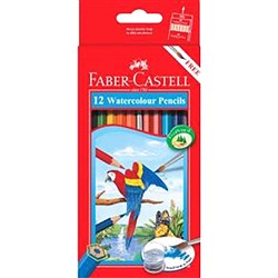 FABER-CASTELL WATERCOLOUR PENCILS WITH BRUSH ASSORTED PACK OF 12
