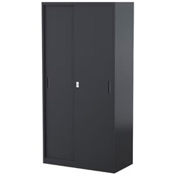 STEELCO SLIDING DOOR CABINET 3 SHELVES 914W X 465D X 1830MMH GRAPHITE RIPPLE