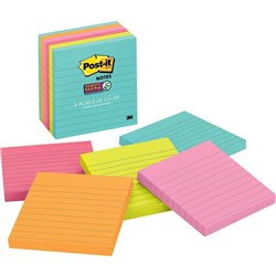 Post-It 675-6SSMIA Super Sticky Notes 100mmx100mm Supernova Neons Pack of 6