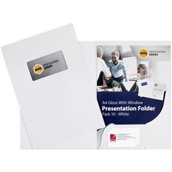 MARBIG PROFESSIONAL SERIES PRESENTATION FOLDERS A4 WINDOW GLOSS PACK OF 10