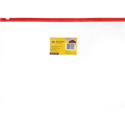 MARBIG CLEAR CASE B4 395 X 290MM WITH COLOURED ZIP ASSORTED