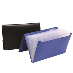 MARBIG POLYPROPYLENE EXPANDING FILE FOOLSCAP 12 POCKET BLACK