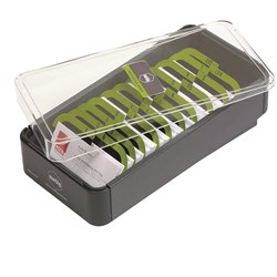 MARBIG PROFESSIONAL SERIES BUSINESS CARD FILING BOX 400 CAPACITY GREY AND LIME