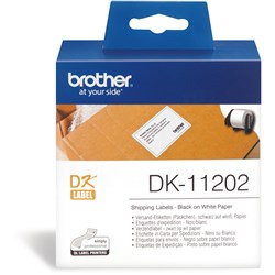 BROTHER DK-11202 SHIPPING OR NAME BADGE LABELS 62 X 100MM 300 LABELS WHITE