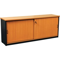 LOGAN CREDENZA SLIDING DOORS 1500W X 450D X 730MMH BEECH AND IRONSTONE