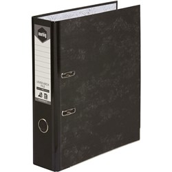 MARBIG LEVER ARCH BINDER A4 75MM BOARD REINFORCED SPINE MOTTLE BLACK
