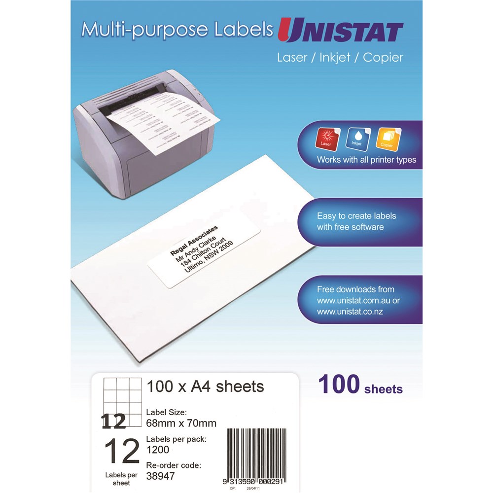 Copier Laser/Inkjet Labels